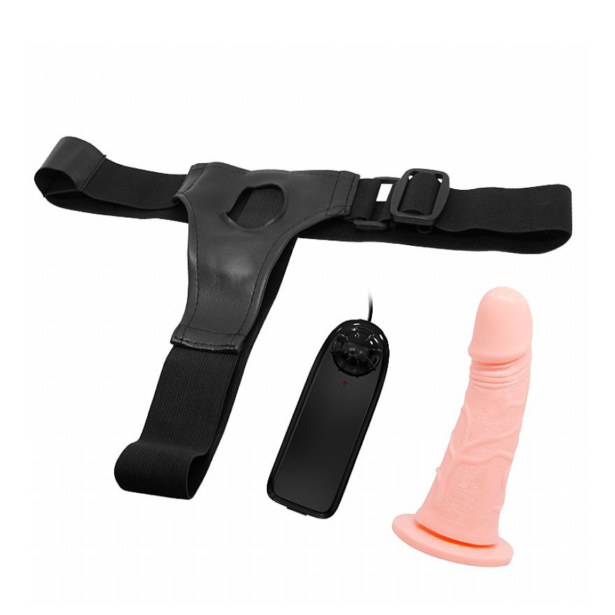 Cinta Ajustável com Capa Peniana em Forma de Pênis, Vibração e Controle com Fio - Ultra Passionate Harness - 15 x 4 cm - 4