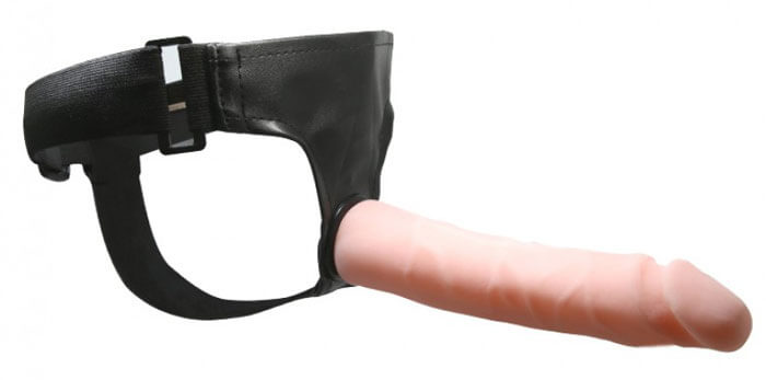 Ultra Passionate Harness - Cinta em Elastano com Pênis Articulável em CyberSkin - 23 x 4,5 cm | Cor: Bege - 2