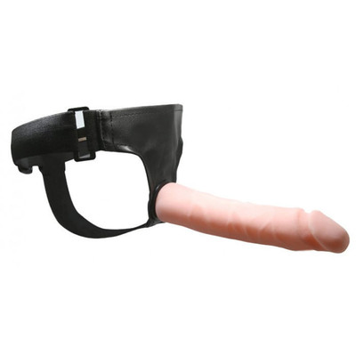 Ultra Passionate Harness - Cinta em Elastano com Pênis Articulável em CyberSkin - 23 x 4,5 cm | Cor: Bege