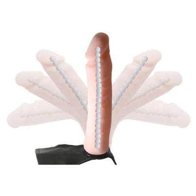 Foto 3 do produto Ultra Passionate Harness - Cinta em Elastano com Pênis Articulável em CyberSkin - 23 x 4,5 cm | Cor: Bege