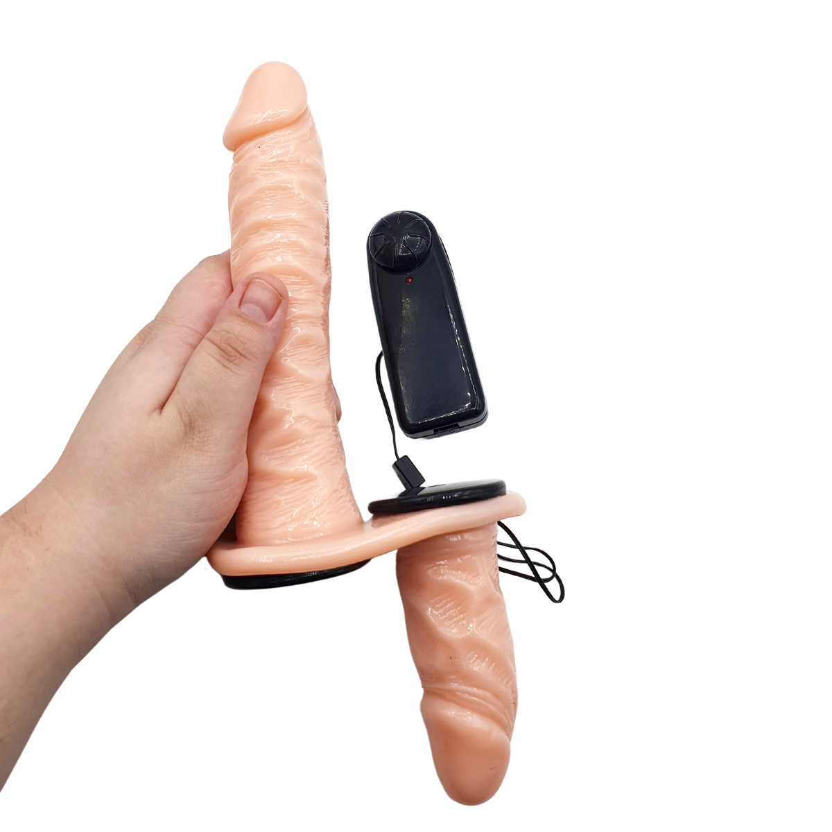 Cinta Peniana Invertida com 2 Pênis Realísticos (Interno e Externo), Controle Remoto com Fio e Vibração Multivelocidade - Ultra Passionate Harness | Tamanho Único - 6