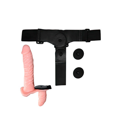 Foto 2 do produto Cinta Peniana Invertida com 2 Pênis Realísticos (Interno e Externo), Controle Remoto com Fio e Vibração Multivelocidade - Ultra Passionate Harness | Tamanho Único