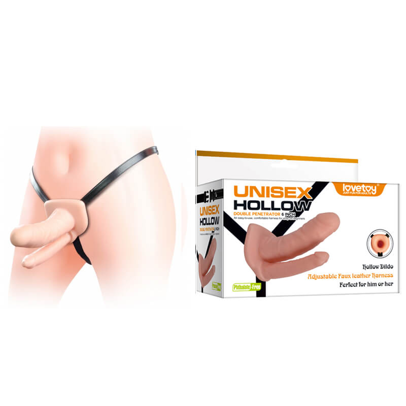 Unisex Hollow Double Penetrator - Capa Peniana Dupla com Formato de Pênis com Cinta Ajustável - 1