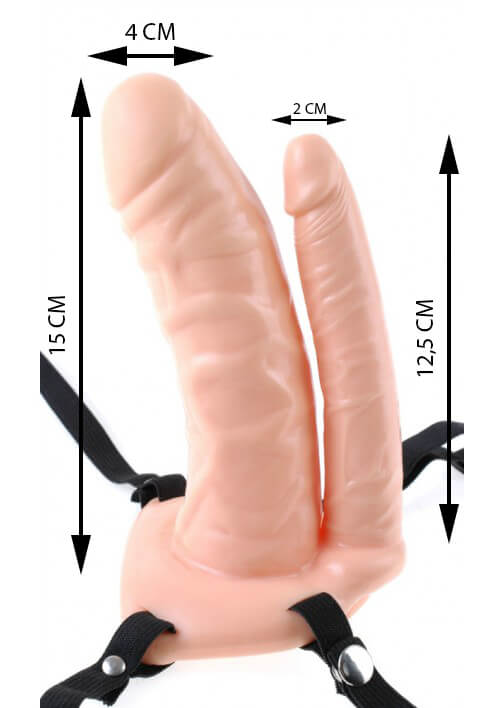 Unisex Hollow Double Penetrator - Capa Peniana Dupla com Formato de Pênis com Cinta Ajustável - 3