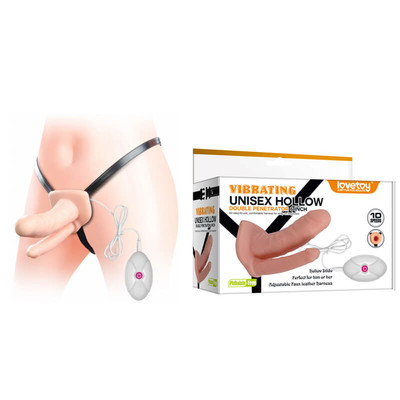 Foto 1 do produto Unisex Hollow Double Penetrator - Capa Peniana Dupla em Formato de Pênis com Cinta Ajustável e Vibro Multivelocidade