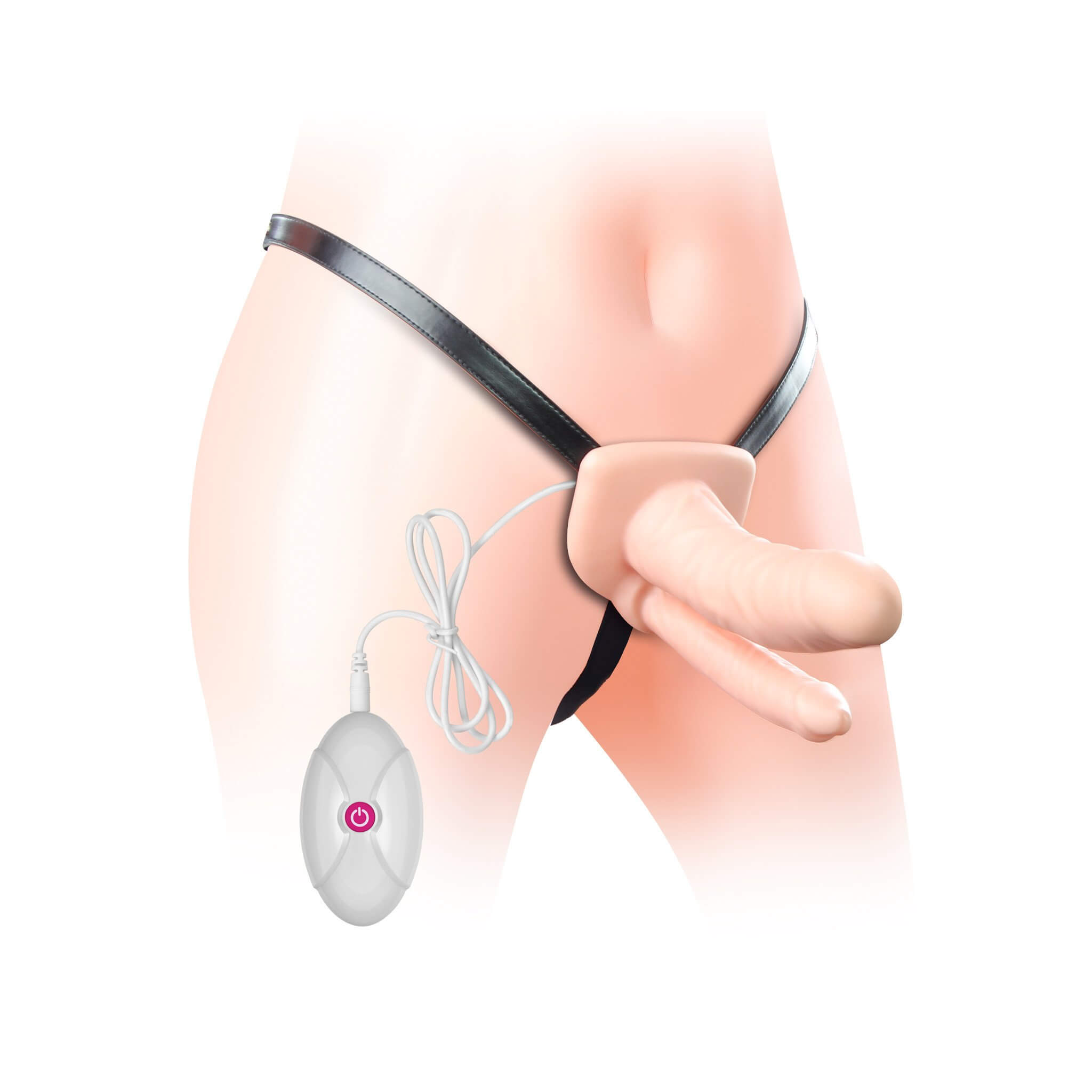 Unisex Hollow Double Penetrator - Capa Peniana Dupla em Formato de Pênis com Cinta Ajustável e Vibro Multivelocidade - 5