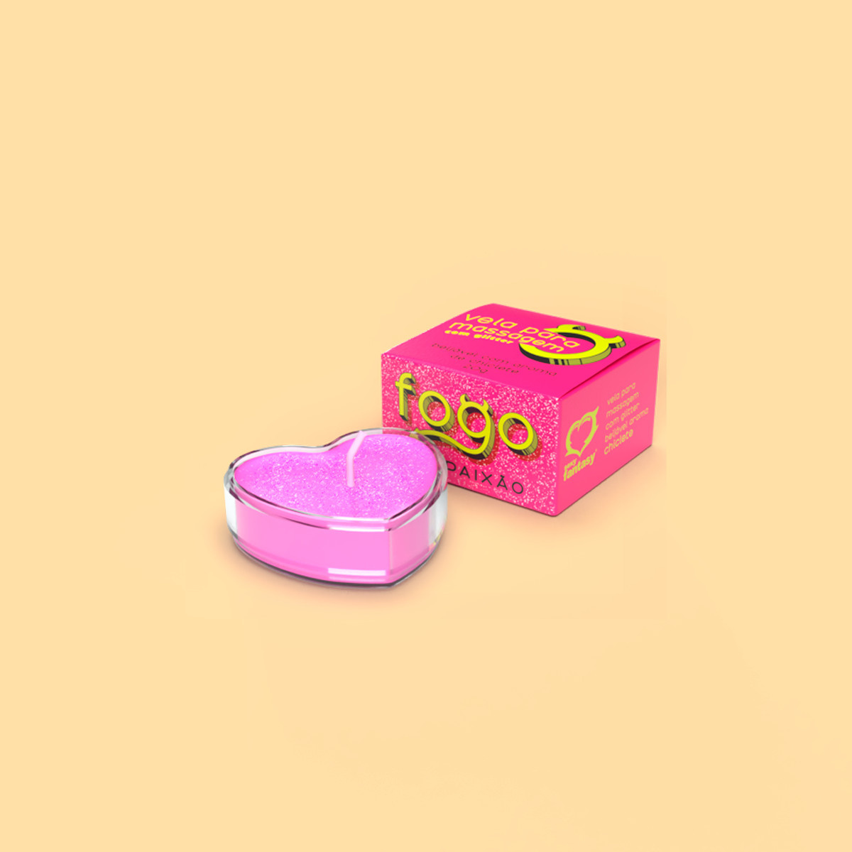 Vela Beijável para Massagem com Glitter e Aroma - Sexy Fantasy Fogo da Paixão | 20 g | Disponível em 6 Aromas - 7