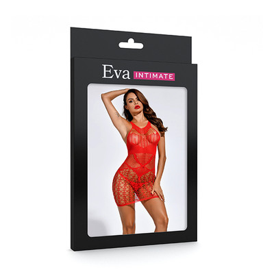 Foto 2 do produto Vestido Curto e Cavado em Malha Arrastão - Eva Intimate| Tamanho Único