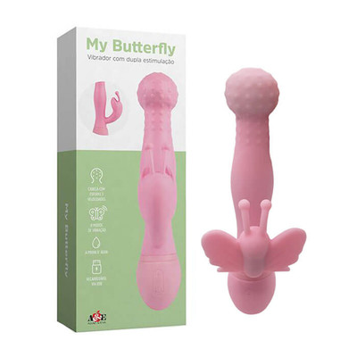 Vibrador com 3 Velocidades e Estimulador Clitoriano em Formato de Borboleta com 8 Modos de Vibração - Adão & Eva My Butterfly | 12,8 x 3,7 cm