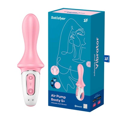 Vibrador Anal Recarregável em Silicone com Haste Inflável, 12 Modos de Vibrações, à Prova D'água e App Control - Satisfyer Air Pump Booty 5 | 8,5 x 3,4 cm