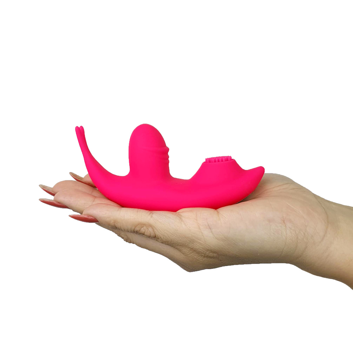 Vibrador de Calcinha Recarregável em Silicone com 3 Estimuladores, 9 Modos de Vibração, Cerdas e Controle via Aplicativo | 11 x 4 cm - 4