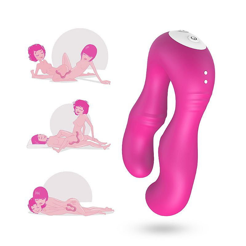 Vibrador para Casais em Silicone com Motor Duplo, 9 Modos de Vibração, Recarregável e Controle Remoto Sem Fio - Lesbian Vibrator - 4