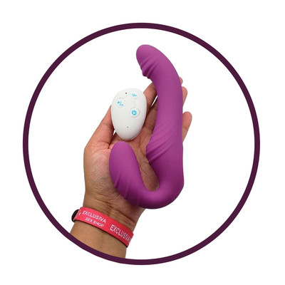 Foto 4 do produto Vibrador para Casal com 10 Modos de Vibração e Controle Remoto sem Fio - Nv Toys Roma Penetrador Strapless | Disponível em 2 Cores