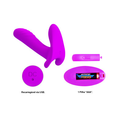 Foto 4 do produto Vibrador para Casal Recarregável com 12 Modos de Vibração, Função Memória e Controle Remoto Sem Fio - Pretty Love Remote Control Massager - 7,5 x 2,4 cm