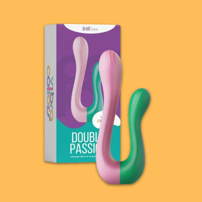 Vibrador para Casal com Duas Pontas Estimuladoras Flexíveis, 10 Modos de Vibração e Recarregável - Intt Toys Double Passion | Disponível em 3 Cores