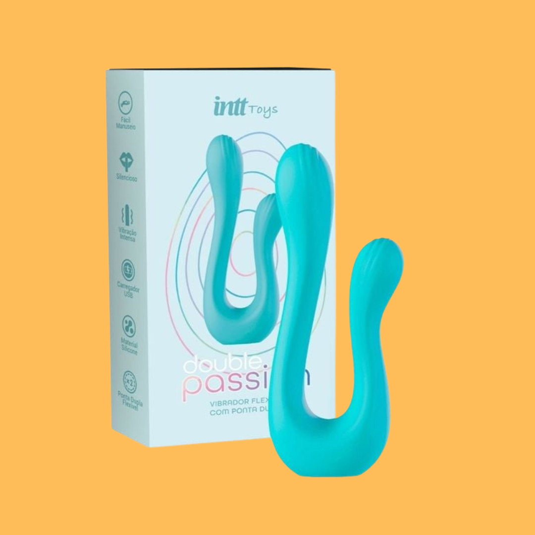 Vibrador para Casal com Duas Pontas Estimuladoras Flexíveis, 10 Modos de Vibração e Recarregável - Intt Toys Double Passion | Disponível em 3 Cores - 5