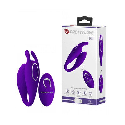 Vibrador para Casal Recarregável com 12 Modos de Vibrações e Controle Remoto sem Fio - Pretty Love Bill | 8,3 x 3,3 cm