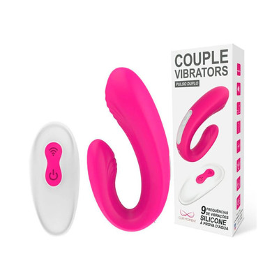 Foto 1 do produto Vibrador de Casal Recarregável com 9 Modos De Vibração, Controle Remoto e Á Prova D'água - Our Moment Couple Pulso Duplo - 9 x 4 cm