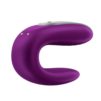 Foto 4 do produto Vibrador para Casal Recarregável em Silicone  Á Prova D'Água, 2 Motores e 10 Modos de Vibrações - Satisfyer Double Fun |9,3 x 4,2 cm | Cor: Roxo
