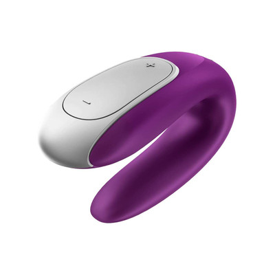Foto 3 do produto Vibrador para Casal Recarregável em Silicone  Á Prova D'Água, 2 Motores e 10 Modos de Vibrações - Satisfyer Double Fun |9,3 x 4,2 cm | Cor: Roxo