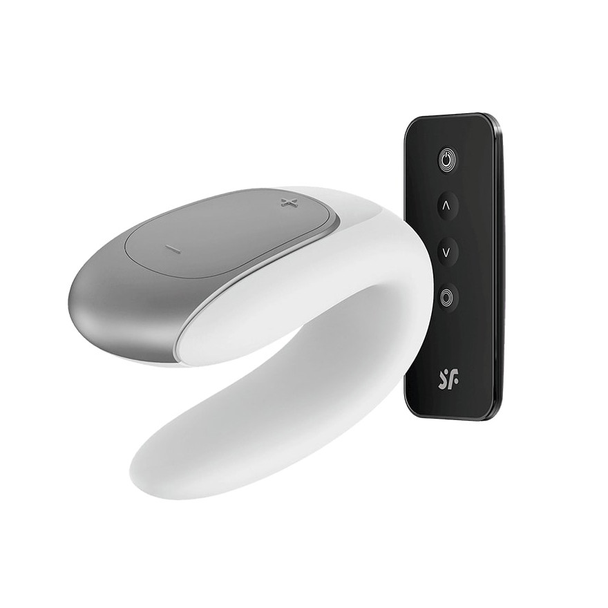 Vibrador para Casal Recarregável em Silicone com 10 Modos de Vibrações, Controle Remoto e Aplicativo - Satisfyer Double Fun | 9,3 x 4,2 cm | Disponível em 3 Cores - 11