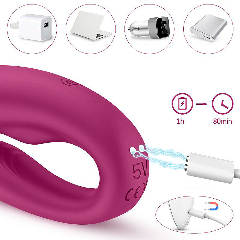 Vibrador de Casal Recarregável em Silicone com Leves Texturas Massageadoras, 9 Modos de Vibração e Controle Remoto Sem Fio - S-Hande Viviana-RCT | 19 x 2,9 cm | Disponível em 2 Cores - 3