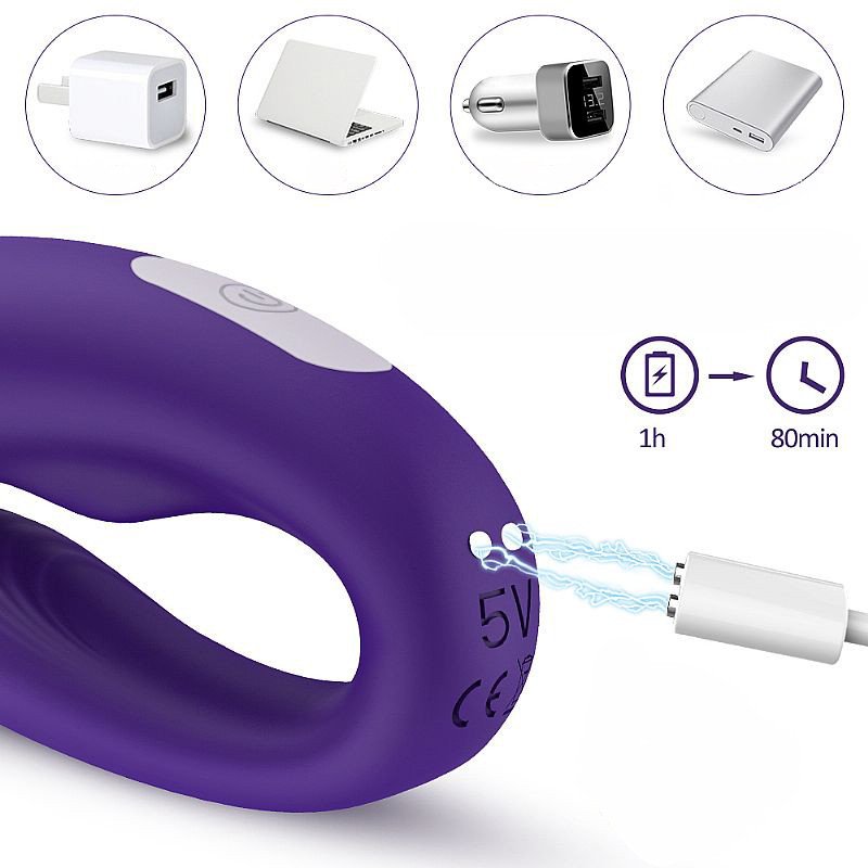 Vibrador de Casal Recarregável em Silicone com Leves Texturas Massageadoras e 9 Modos de Vibração - S-Hande Viviana - 21,5 x 2,6 cm | Disponível em 2 Cores - 9