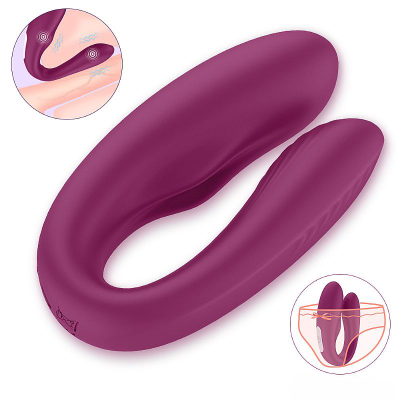 Vibrador de Casal Recarregável em Silicone com Leves Texturas Massageadoras e 9 Modos de Vibração - S-Hande Viviana - 21,5 x 2,6 cm | Disponível em 2 Cores - 2