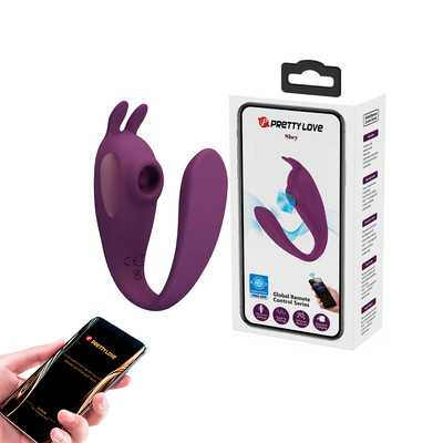 Vibrador de Casal em Silicone com 10 Modos de Vibração e Pulsação, Controle Via Aplicativo e Recarregável - Pretty Love Shey | 8,5 x 2,7 cm