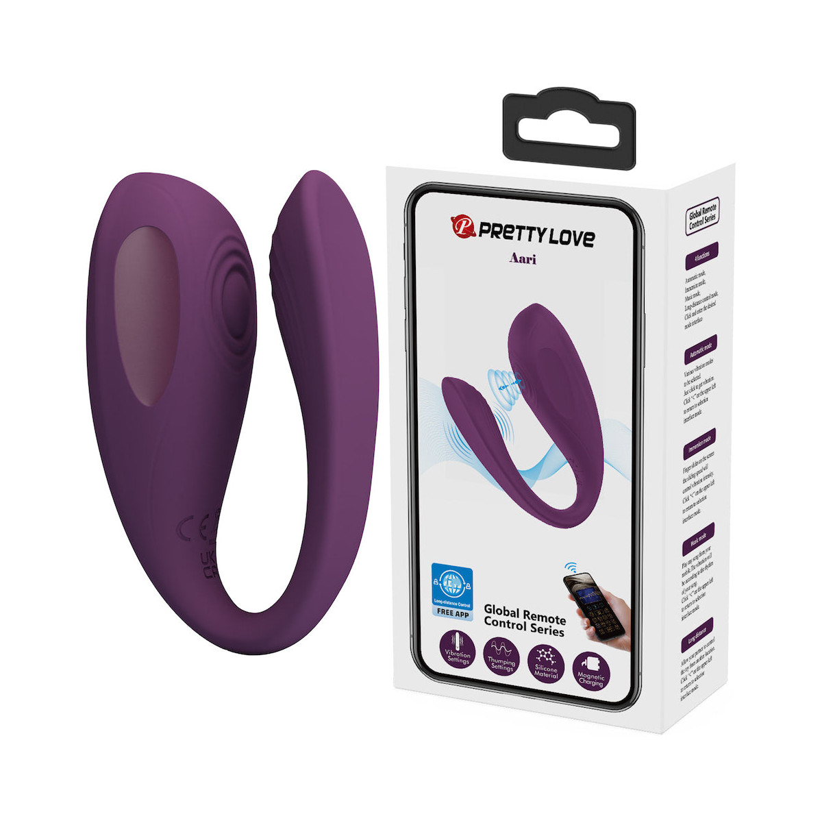 Vibrador para Casal em Silicone com 10 Modos de Vibração e Pulsação com Controle via Aplicativo - Pretty Love Aari - 2