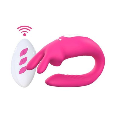 Foto 3 do produto Vibrador para Casal em Silicone com 12 Modos de Vibração e Controle Remoto Sem Fio - Pleasure Dreams | 18,5 x 3,4 cm
