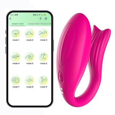 Vibrador para Casal em Silicone com 9 Modos de Vibração, Aplicativo e Recarregável - SI Ariel APP | 20 x 3,1 cm