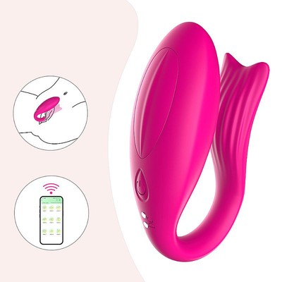 Foto 4 do produto Vibrador para Casal em Silicone com 9 Modos de Vibração, Aplicativo e Recarregável - SI Ariel APP | 20 x 3,1 cm