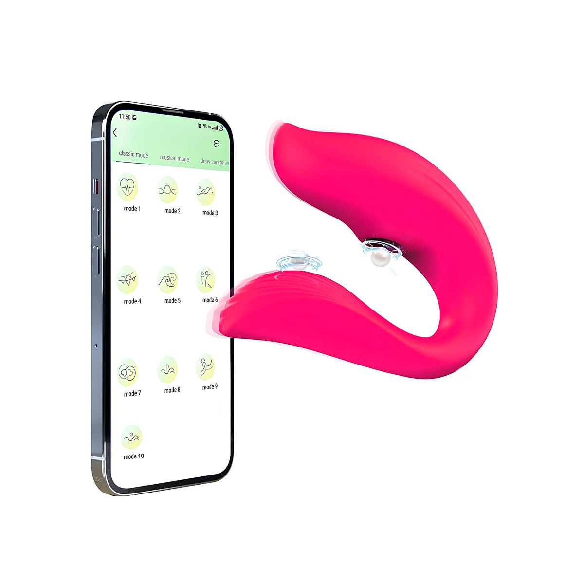 Vibrador de Casal em Silicone com 9 Modos de Vibrações e Pulsações, Controle via Aplicativo e Recarregável - SI | Disponível em 2 Cores - 7