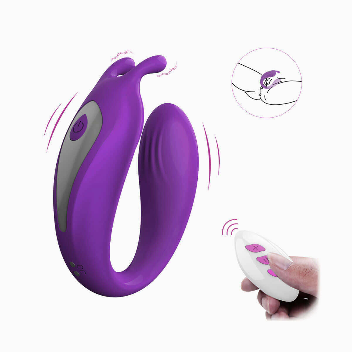Vibrador para Casal em Silicone Atóxico com 12 Modos de Vibração e Controle Remoto sem Fio - 11 x 3,6 cm | Disponível em 2 Cores - 7