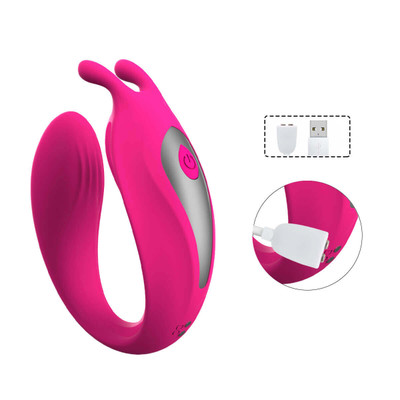 Foto 2 do produto Vibrador para Casal em Silicone Atóxico com 12 Modos de Vibração e Controle Remoto sem Fio - 11 x 3,6 cm | Disponível em 2 Cores