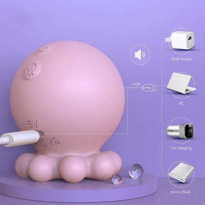 Foto 4 do produto Vibrador Clitoriano Recarregável Via Cabo USB Magnético no Formato de Polvo com 9 Modos de Pulsação e 9 modos de Vibração - Kiss Baby S-Hande | 7,1 x 6,0 cm