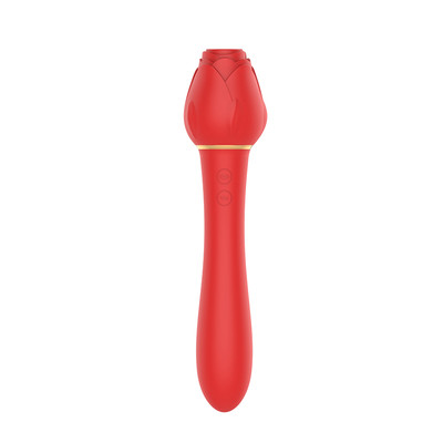 Foto 2 do produto Vibrador de Clitóris e Ponto G Recarregável no Formato de Rosa Com 10 Modos de Vibrações e 5 Modos de Sucção - Essence Toys The Rose Wand | 22,5 x 4,5 cm