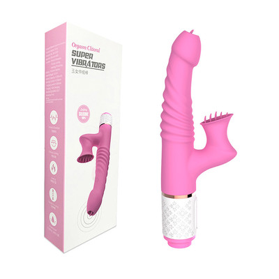 Foto 2 do produto Vibrador de Clitóris e Ponto G Recarregável com Função Aquecimento, 7 Movimentos Vai e Vem e 7 Modos de Vibrações em Movimentos de Língua - Super Vibrators | 13 x 3,3 cm