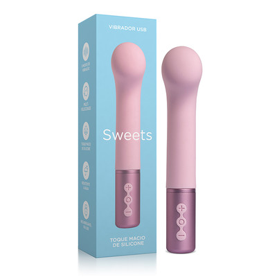 Vibrador de Clitóris e Ponto G, Recarregável em Silicone com 5 Modos de Vibrações e Intensidades - Sweets | 11,1 x 3,2 cm