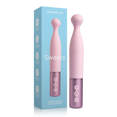 Vibrador Clitoriano Recarregável em Silicone com 5 Modos de Vibrações e Intensidades - Sweets | 11,3 x 2,5 cm