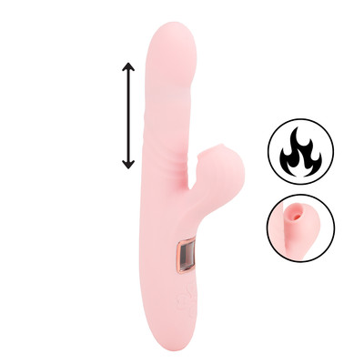 Vibrador Duplo com 10 Movimentos de Vai e Vem, 10 Modos de Pulsação, Aquecimento e Painel de LED | 11,5 x 3,5 cm