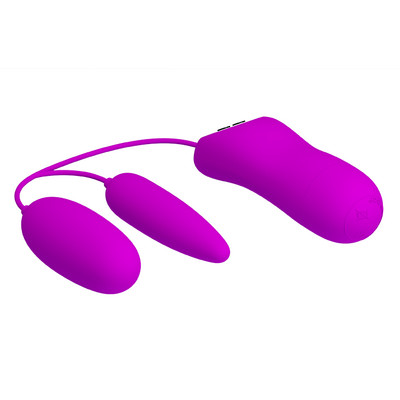 Foto 4 do produto Vibrador Duplo Revestido em Silicone com 12 Modos de Vibrações e Controle Remoto com Fio - Pretty Love Irma | 5,8 x 2,6 cm