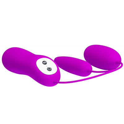 Foto 3 do produto Vibrador Duplo Revestido em Silicone com 12 Modos de Vibrações e Controle Remoto com Fio - Pretty Love Irma | 5,8 x 2,6 cm