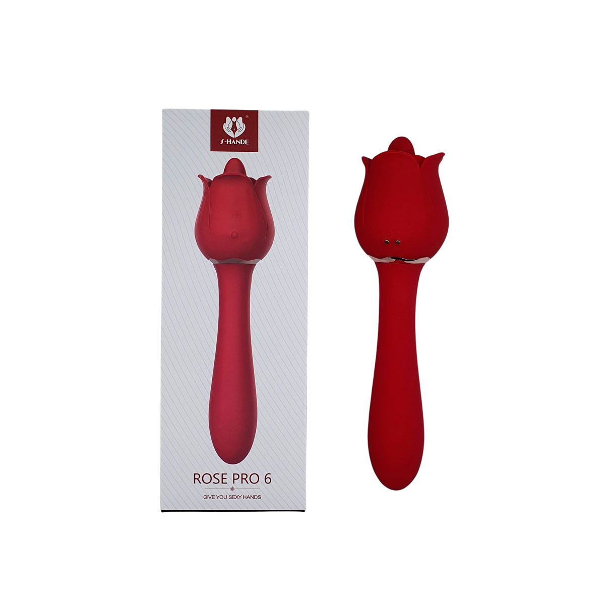 Vibrador Duplo Flexível em Silicone com 9 Modos de Vibrações e Língua Estimuladora - S-Hande Rose Pro 6 | Disponível em 2 Cores - 4