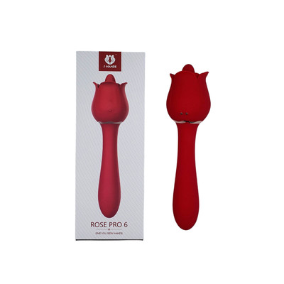 Foto 4 do produto Vibrador Duplo Flexível em Silicone com 9 Modos de Vibrações e Língua Estimuladora - S-Hande Rose Pro 6 | Disponível em 2 Cores