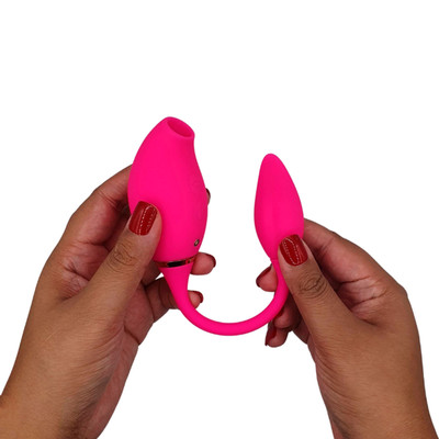 Foto 5 do produto Vibrador Duplo Recarregável com 5 Modos de Pulsação e 10 Modos de Vibrações - Massager Vip Mix | 26 x 4,2 cm