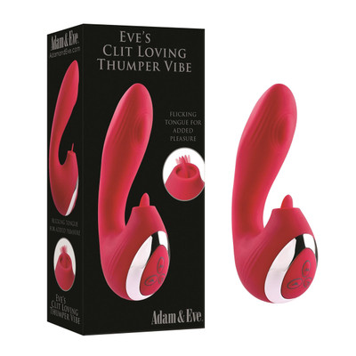 Foto 6 do produto Vibrador Duplo Recarregável com Língua Estimuladora, Pulsação e Vibração - Adam & Eve Eve's Clit Loving Thumper Vibe | 10 x 3,5 cm