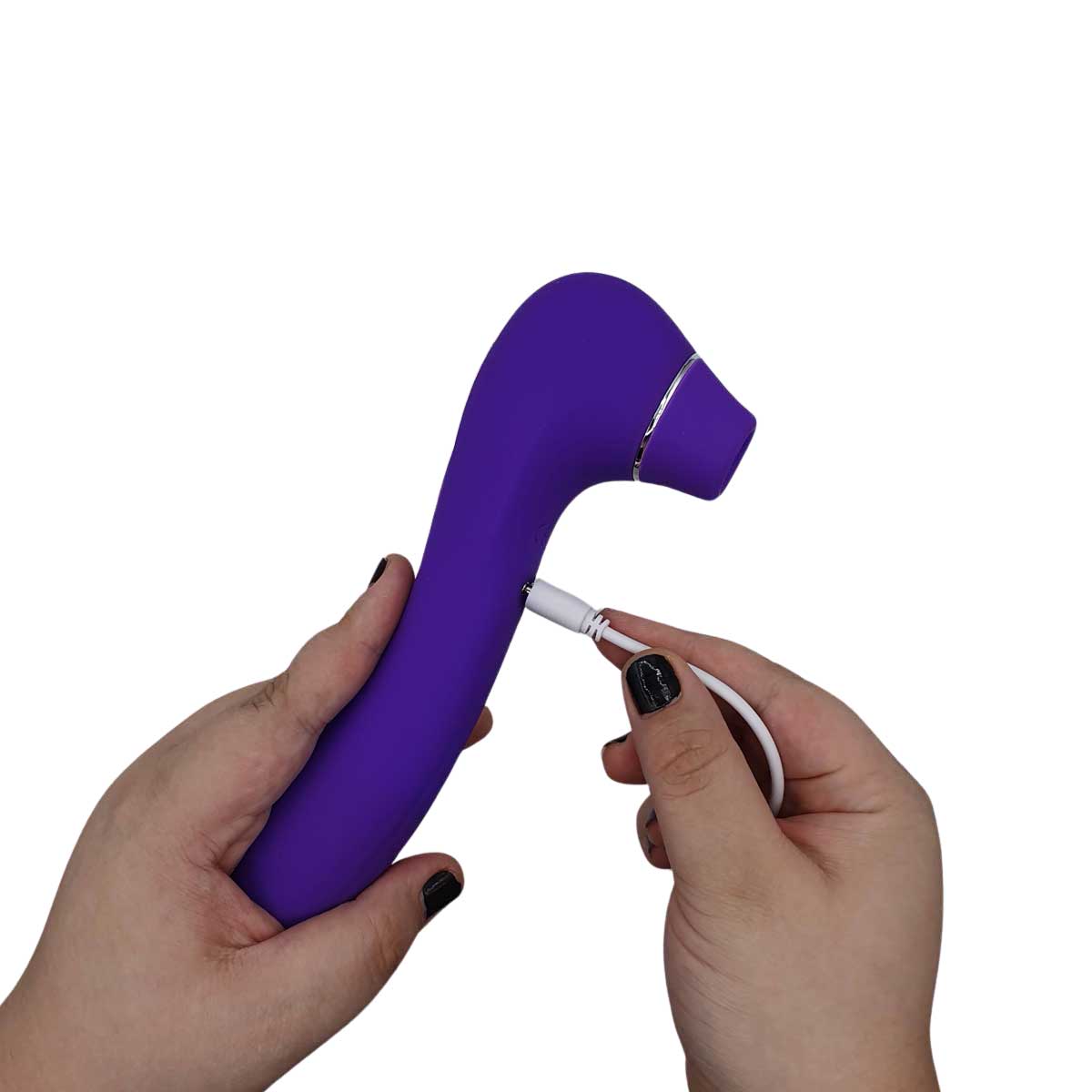 Vibrador Duplo Recarregável em Silicone com 10 Modos de Vibração e Pulsação | 10 x 3,4 cm - 6