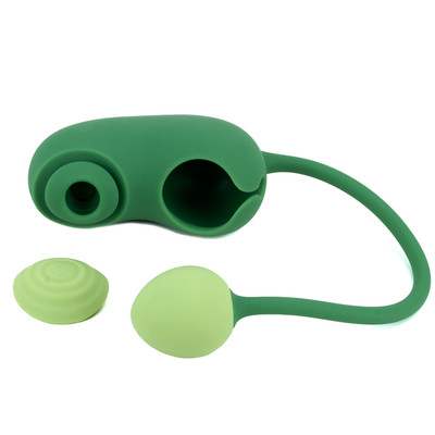 Foto 3 do produto Vibrador Duplo Recarregável em Silicone com Formato Lúdico de Ervilha, 9 Modos de Vibração, 6 Níveis de Pulsação e Resistente à Água - S-Hande Pea Pod | Cor: Verde